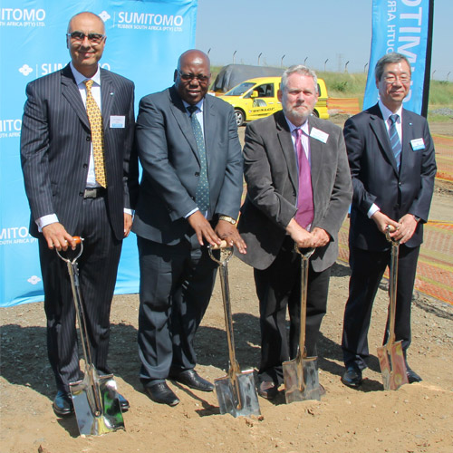 Soil-turning ceremony marking the expansion project Riaz Haffejee - CEO: SRSA, Michael Mabuyakhulu – MEC for Economic Development, Tourism and Environmental Affairs, Dr Rob Davies – Minister: Department of Trade and Industry, Yutaka Kuroda – Executive Director, SRI Ltd.
